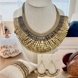 Stella & Dot gold Pegasus statement necklace